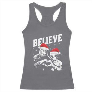 Alien And Bigfoot Christmas Racerback Tank Top TS10 Charcoal Print Your Wear