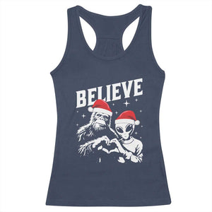 Alien And Bigfoot Christmas Racerback Tank Top TS10 Navy Print Your Wear