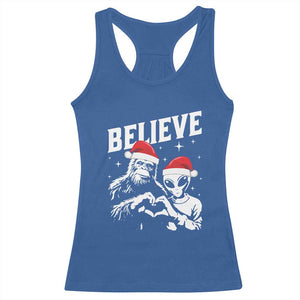 Alien And Bigfoot Christmas Racerback Tank Top TS10 Royal Blue Print Your Wear