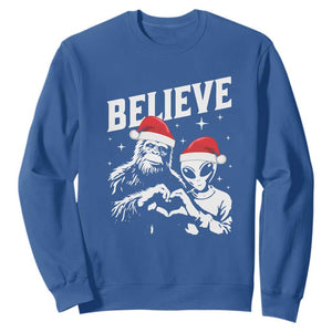 Alien And Bigfoot Christmas Sweatshirt TS10 Royal Blue Print Your Wear