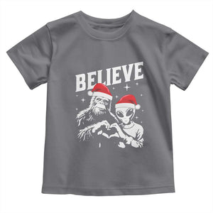 Alien And Bigfoot Christmas Toddler T Shirt TS10 Charcoal Print Your Wear