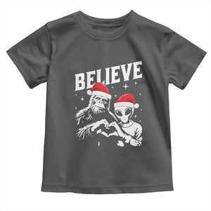 Alien And Bigfoot Christmas Toddler T Shirt TS10 Dark Heather Print Your Wear