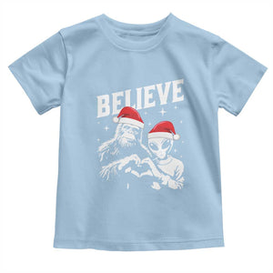 Alien And Bigfoot Christmas Toddler T Shirt TS10 Light Blue Print Your Wear