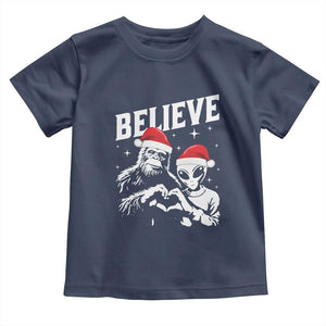 Alien And Bigfoot Christmas Toddler T Shirt TS10 Navy Print Your Wear