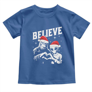 Alien And Bigfoot Christmas Toddler T Shirt TS10 Royal Blue Print Your Wear