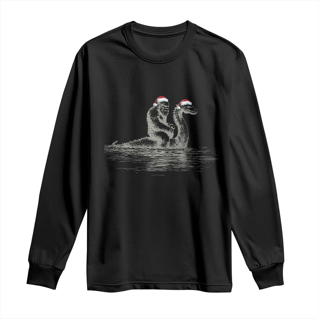 Bigfoot Christmas Long Sleeve Shirt Funny Hilarious Loch Ness Monster Really Sasquatch Lovers TS10 Black Print Your Wear