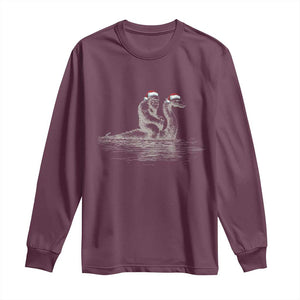 Bigfoot Christmas Long Sleeve Shirt Funny Hilarious Loch Ness Monster Really Sasquatch Lovers TS10 Maroon Print Your Wear