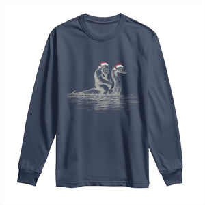 Bigfoot Christmas Long Sleeve Shirt Funny Hilarious Loch Ness Monster Really Sasquatch Lovers TS10 Navy Print Your Wear