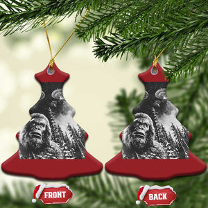 Funny Graphic Bigfoot Selfie with UFOs Weird Christmas Ornament TS10 Christmas Tree Red Print Your Wear