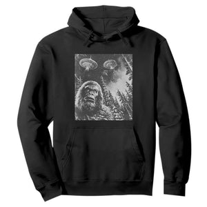 Funny Graphic Bigfoot Selfie with UFOs Weird Hoodie TS10 Black Print Your Wear