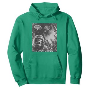 Funny Graphic Bigfoot Selfie with UFOs Weird Hoodie TS10 Irish Green Print Your Wear