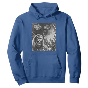 Funny Graphic Bigfoot Selfie with UFOs Weird Hoodie TS10 Royal Blue Print Your Wear