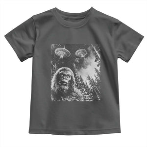 Funny Graphic Bigfoot Selfie with UFOs Weird Toddler T Shirt TS10 Dark Heather Print Your Wear