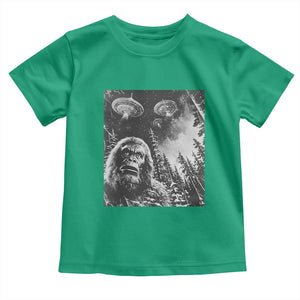 Funny Graphic Bigfoot Selfie with UFOs Weird Toddler T Shirt TS10 Irish Green Print Your Wear