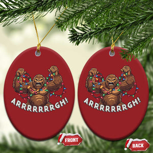 Bigfoot Xmas Christmas Ornament Winter Yeti Sasquatch Loves Xmas Tree Lights TS10 Oval Red Print Your Wear