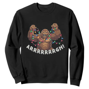 Bigfoot Christmas Sweatshirt Winter Yeti Sasquatch Loves Xmas Tree Lights TS10 Black Print Your Wear
