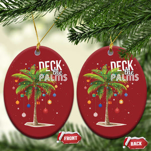 Hawaiian Christmas Christmas Ornament Deck The Palms Christmas Palm Tree Beach Family Vacation TS10 Oval Red Print Your Wear