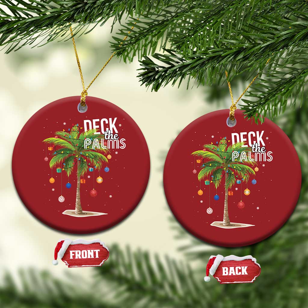 Hawaiian Christmas Christmas Ornament Deck The Palms Christmas Palm Tree Beach Family Vacation TS10 Circle Red Print Your Wear