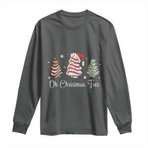 Funny Oh Christmas Tree Cakes Long Sleeve Shirt TS10 Dark Heather Print Your Wear