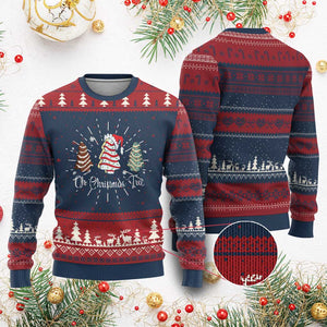 Funny Oh Christmas Tree Cakes Knit Sweatshirt TS10 Burgundy Print Your Wear