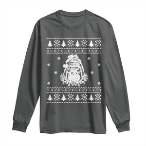 Bigfoot Santa Claus Long Sleeve Shirt Funny Ugly Xmas Sasquatch Lovers TS10 Dark Heather Print Your Wear