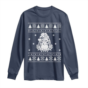 Bigfoot Santa Claus Long Sleeve Shirt Funny Ugly Xmas Sasquatch Lovers TS10 Navy Print Your Wear