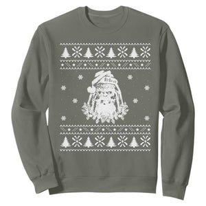 Bigfoot Santa Claus Sweatshirt Funny Ugly Xmas Sasquatch Lovers TS10 Military Green Print Your Wear