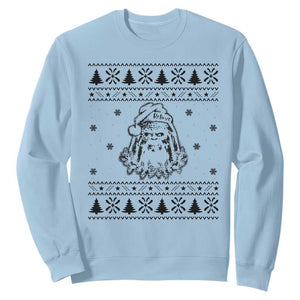 Bigfoot Santa Claus Sweatshirt Sasquatch Lovers Funny Xmas Ugly TS10 Light Blue Print Your Wear