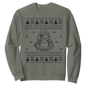 Bigfoot Santa Claus Sweatshirt Sasquatch Lovers Funny Xmas Ugly TS10 Military Green Print Your Wear