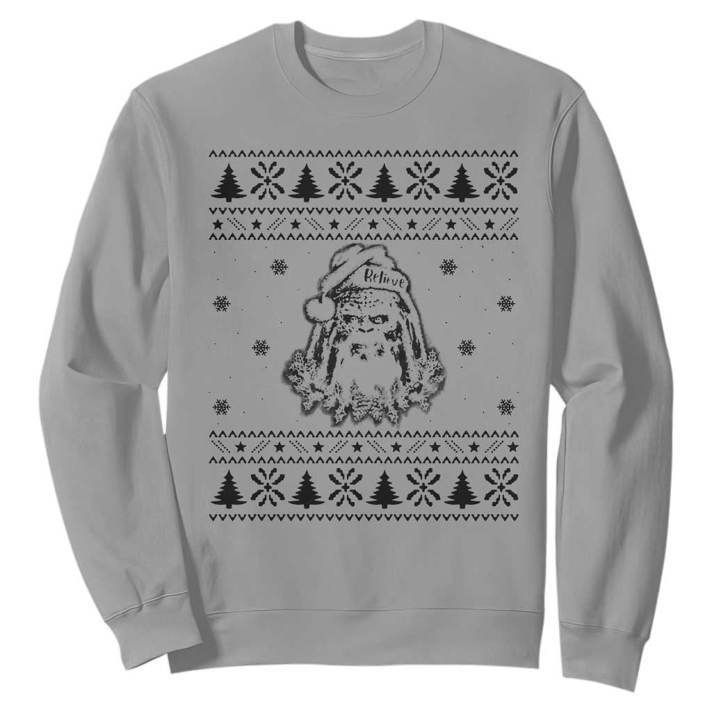 Bigfoot Santa Claus Sweatshirt Sasquatch Lovers Funny Xmas Ugly TS10 Sport Gray Print Your Wear