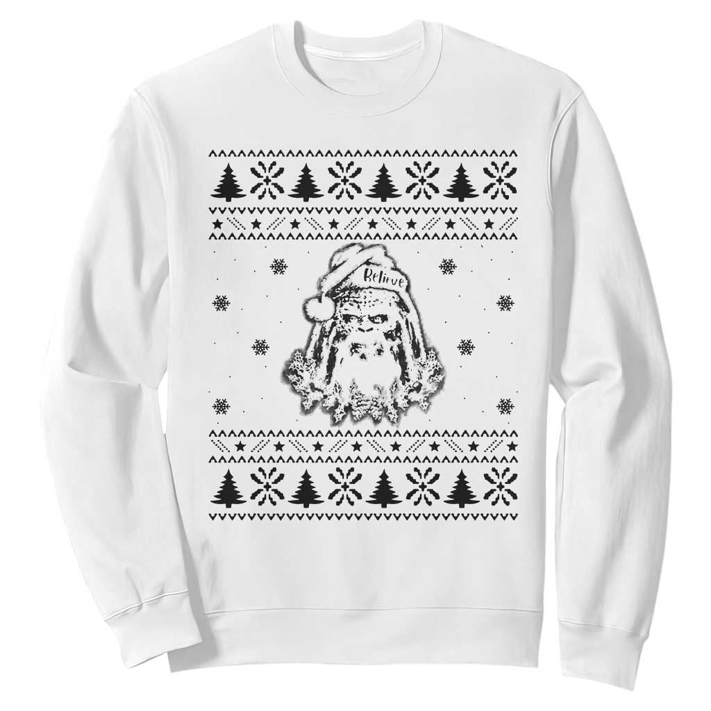 Bigfoot Santa Claus Sweatshirt Sasquatch Lovers Funny Xmas Ugly TS10 White Print Your Wear