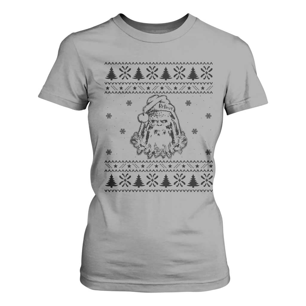 Bigfoot Santa Claus T Shirt For Women Sasquatch Lovers Funny Xmas Ugly TS10 Sport Gray Print Your Wear