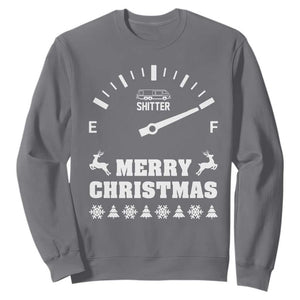 Merry Christmas Shitter's Full Sweatshirt Funny Ugly Christmas Sweater TS10 Charcoal Print Your Wear