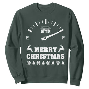 Merry Christmas Shitter's Full Sweatshirt Funny Ugly Christmas Sweater TS10 Dark Forest Green Print Your Wear