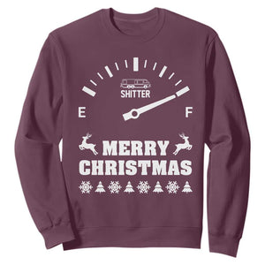 Merry Christmas Shitter's Full Sweatshirt Funny Ugly Christmas Sweater TS10 Maroon Print Your Wear