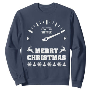 Merry Christmas Shitter's Full Sweatshirt Funny Ugly Christmas Sweater TS10 Navy Print Your Wear