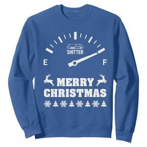 Merry Christmas Shitter's Full Sweatshirt Funny Ugly Christmas Sweater TS10 Royal Blue Print Your Wear