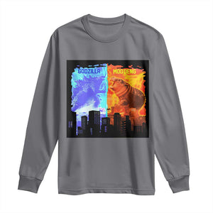 Godzilla Versus Moo Deng Long Sleeve Shirt TS10 Charcoal Print Your Wear