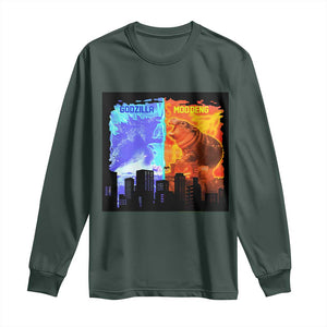 Godzilla Versus Moo Deng Long Sleeve Shirt TS10 Dark Forest Green Print Your Wear