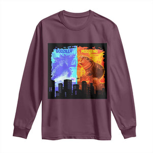 Godzilla Versus Moo Deng Long Sleeve Shirt TS10 Maroon Print Your Wear