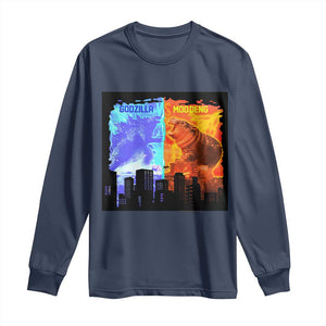 Godzilla Versus Moo Deng Long Sleeve Shirt TS10 Navy Print Your Wear