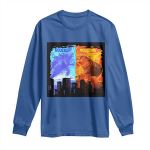 Godzilla Versus Moo Deng Long Sleeve Shirt TS10 Royal Blue Print Your Wear