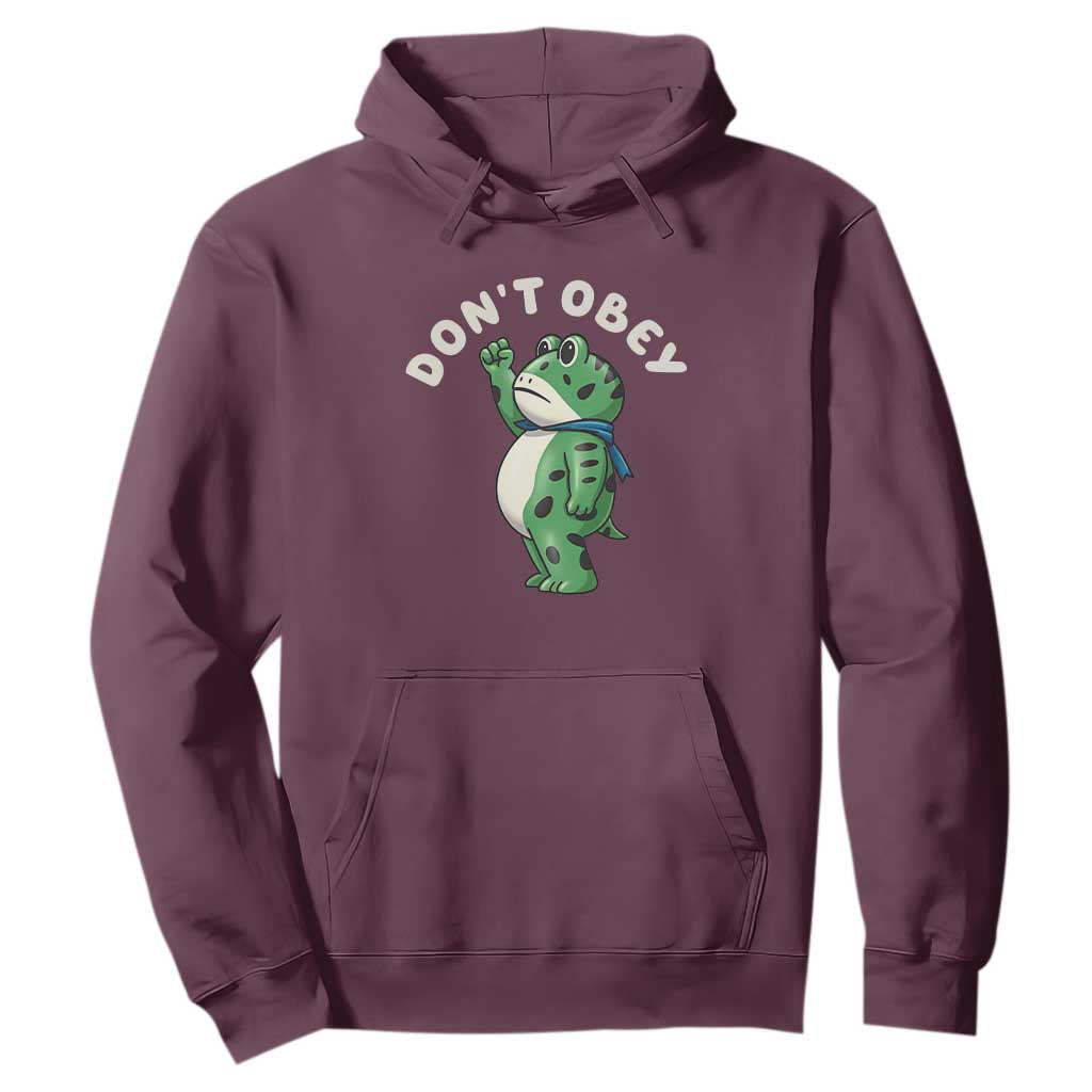 Portland Frog Hoodie Don't Obey Inflatable Costume Protest TS10 Maroon Print Your Wear