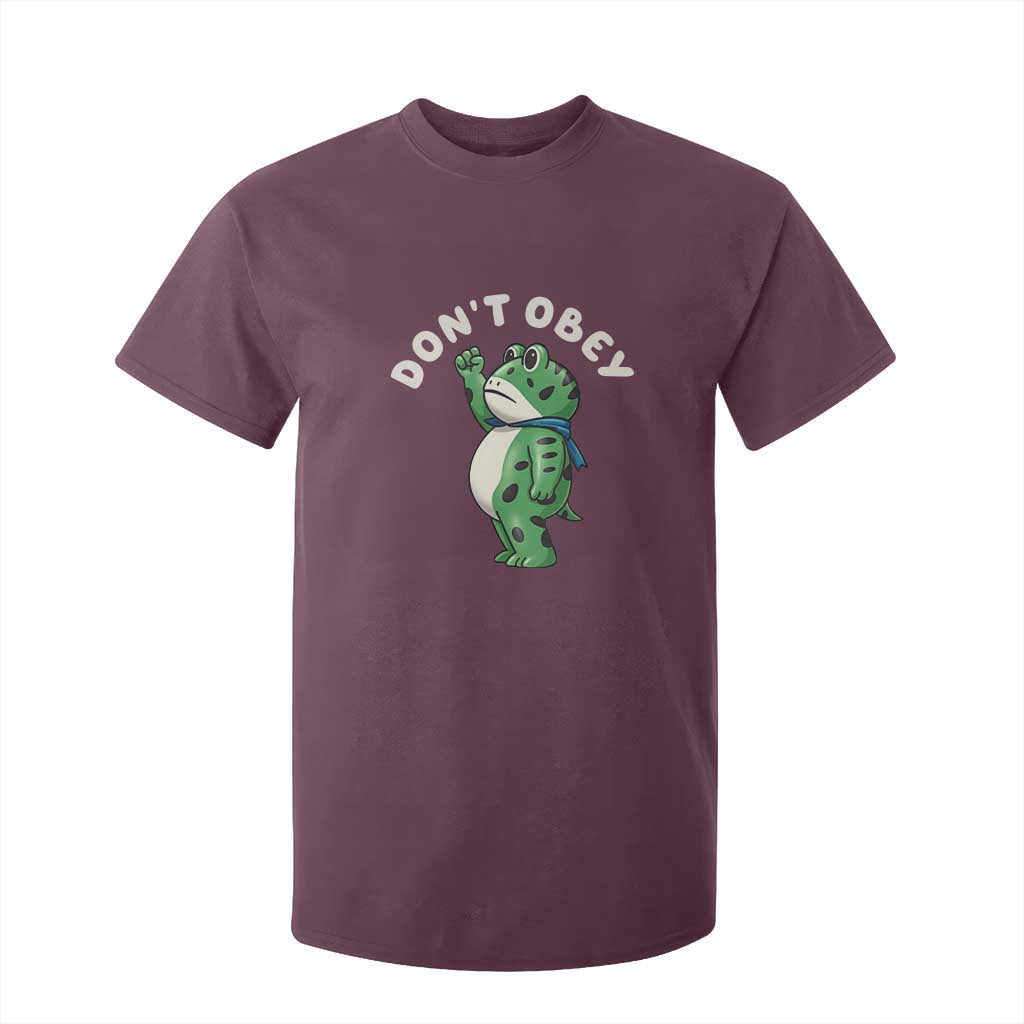 Portland Frog T Shirt For Kid Don't Obey Inflatable Costume Protest TS10 Maroon Print Your Wear