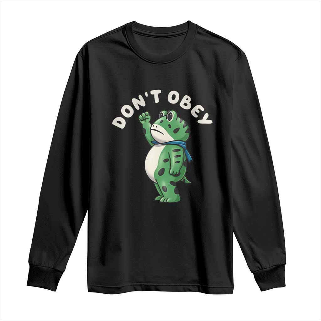 Portland Frog Long Sleeve Shirt Don't Obey Inflatable Costume Protest TS10 Black Print Your Wear