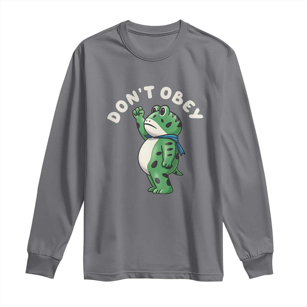 Portland Frog Long Sleeve Shirt Don't Obey Inflatable Costume Protest TS10 Charcoal Print Your Wear