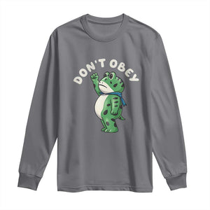 Portland Frog Long Sleeve Shirt Don't Obey Inflatable Costume Protest TS10 Charcoal Print Your Wear