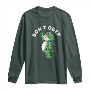 Portland Frog Long Sleeve Shirt Don't Obey Inflatable Costume Protest TS10 Dark Forest Green Print Your Wear