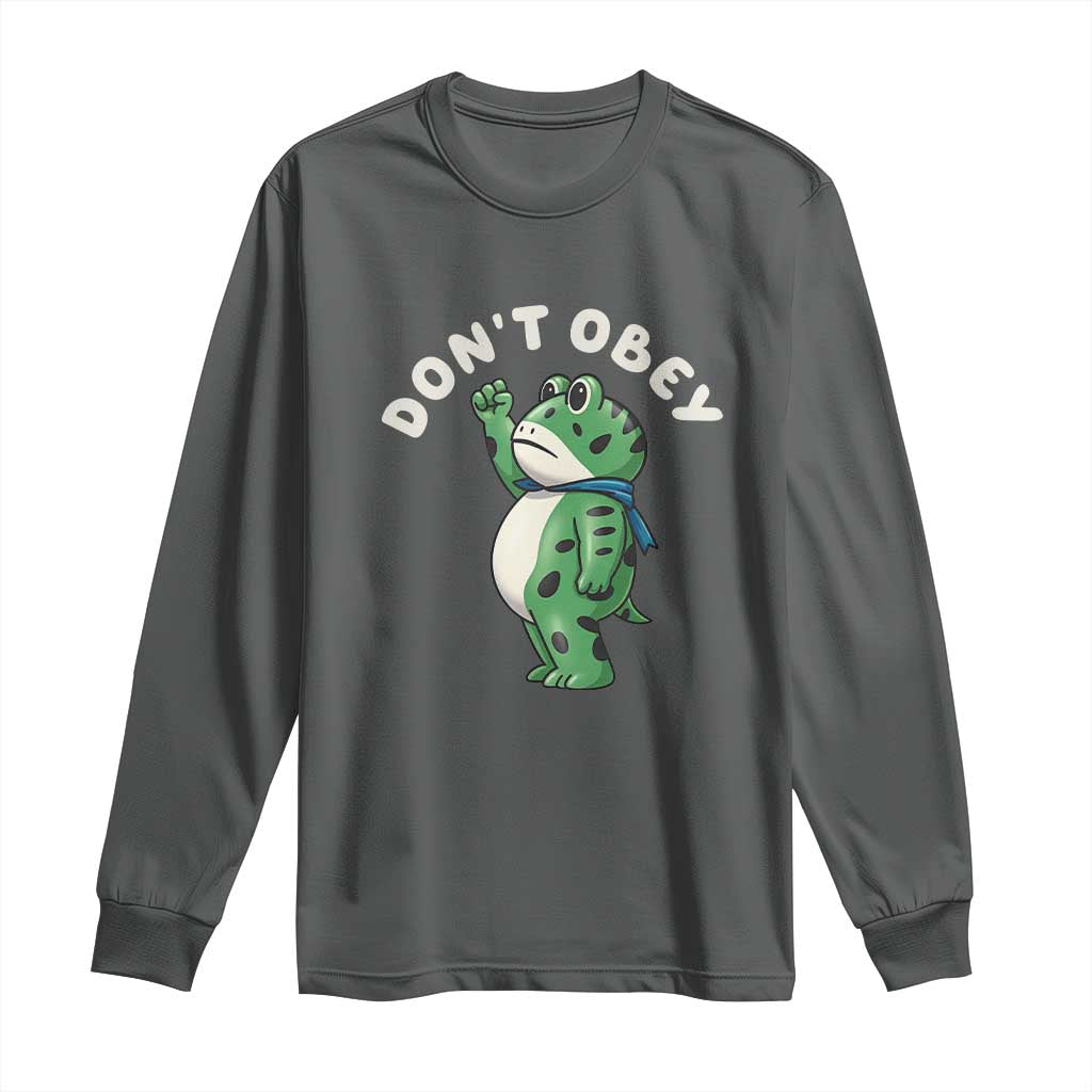 Portland Frog Long Sleeve Shirt Don't Obey Inflatable Costume Protest TS10 Dark Heather Print Your Wear