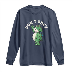 Portland Frog Long Sleeve Shirt Don't Obey Inflatable Costume Protest TS10 Navy Print Your Wear